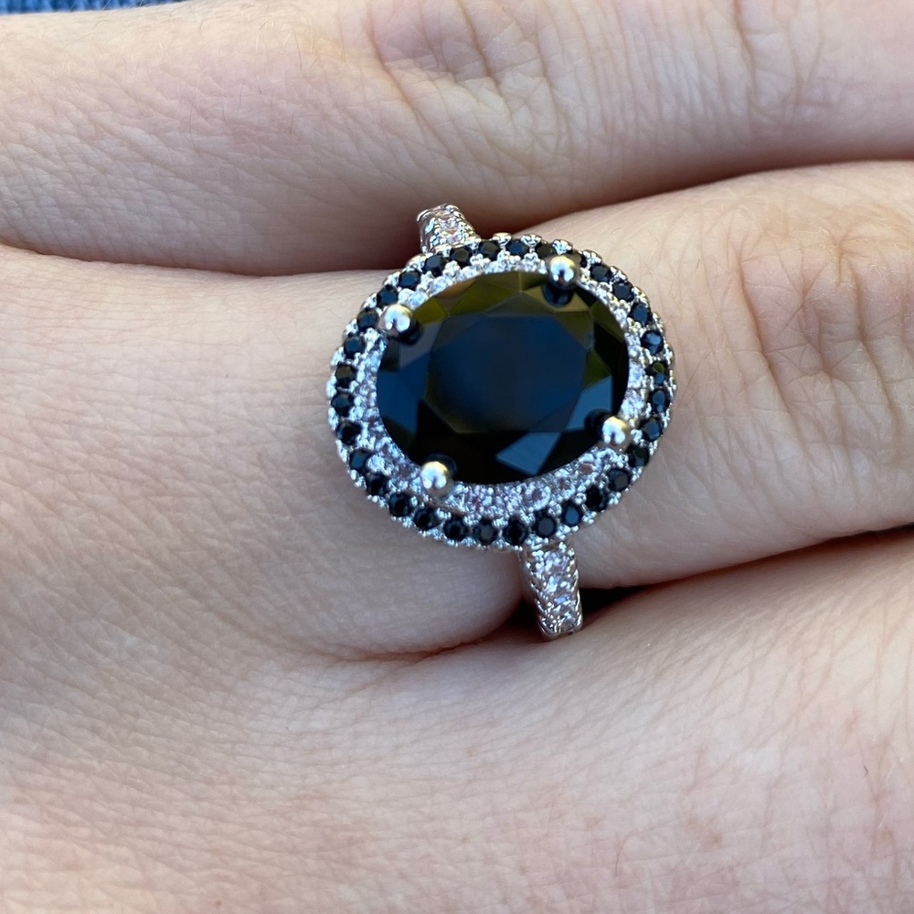 NEW 925 sterling Silver Oval Cut Black Sapphire - Picture 4 of 7